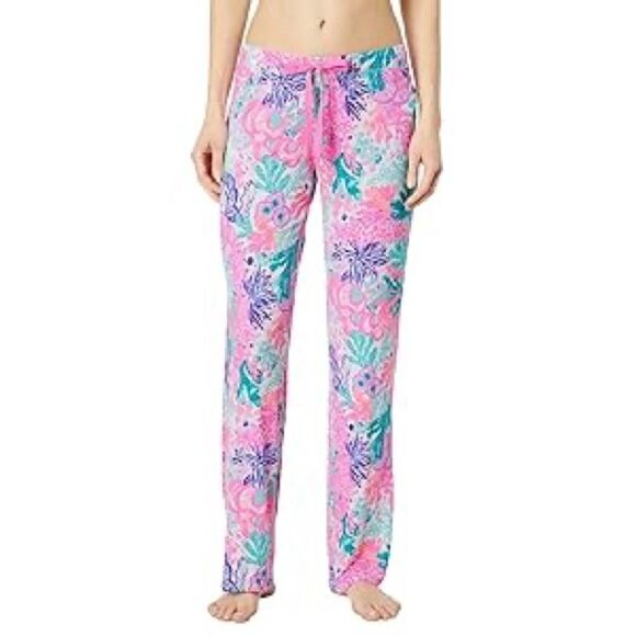 Lilly Pulitzer PJ Knit Bottom Gecko Green Tiger Sunrise size S - Picture 1 of 6